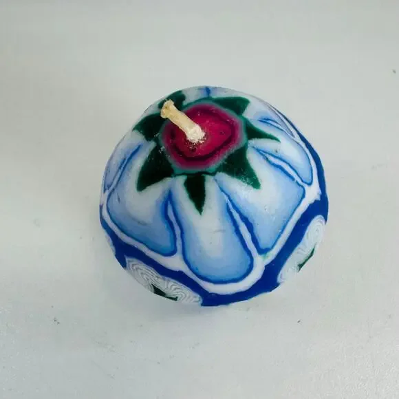 Vintage Blue Swirl Millefiori Mushroom Candle Unused